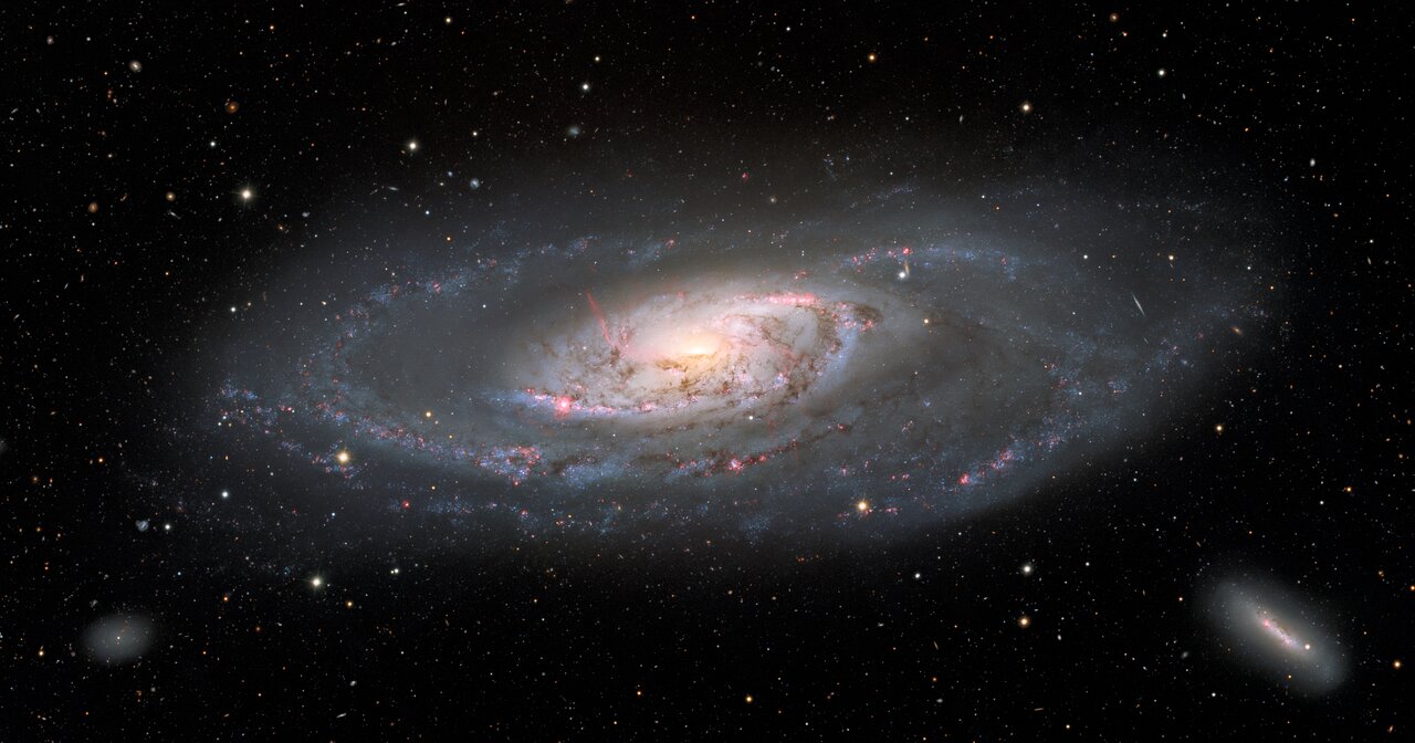 This image of the spiral galaxy Messier 106, or NGC 4258, was taken with the Nicholas U. Mayall 4-meter Telescope at Kitt Peak National Observatory, a Program of NSF’s NOIRLab. A popular target for amateur astronomers, Messier 106 can also be spotted with a small telescope in the constellation Canes Venatici.