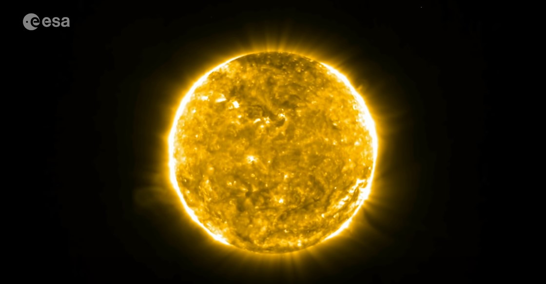 The sun, as captured by Solar Orbiter's Extreme Ultraviolet Imager (EUI) instrument on 12-13 February 2021.