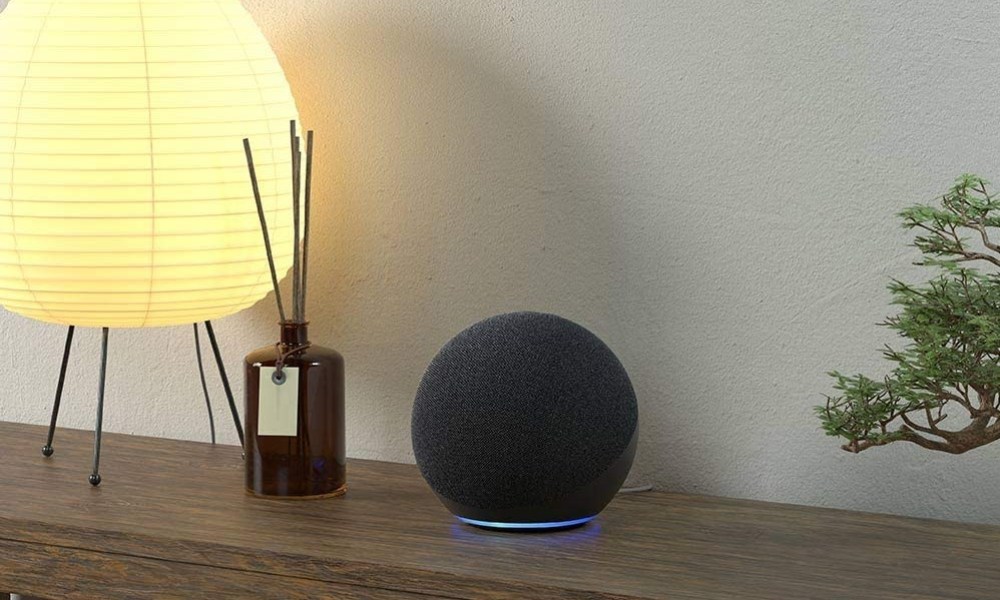 Amazon Echo 4th Gen smart speaker on a table.