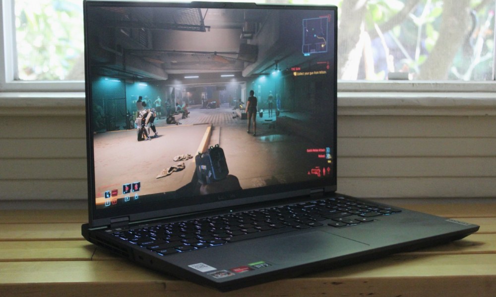 The Lenovo Legion 5 Pro gaming laptop on a table.