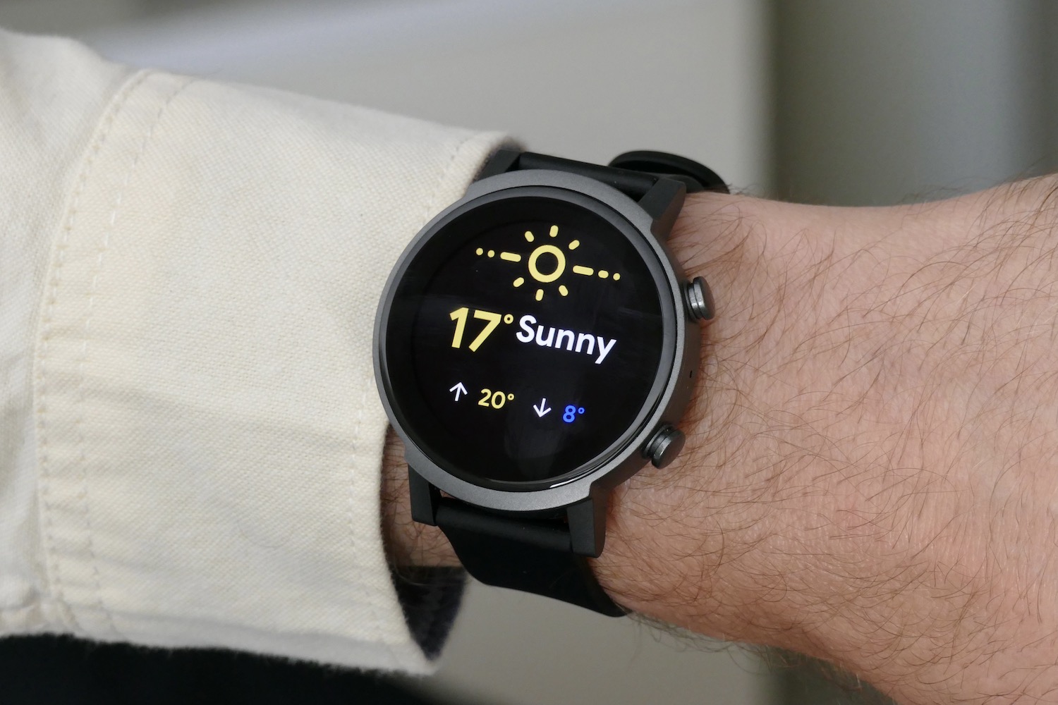 Weather app on the TicWatch E3.