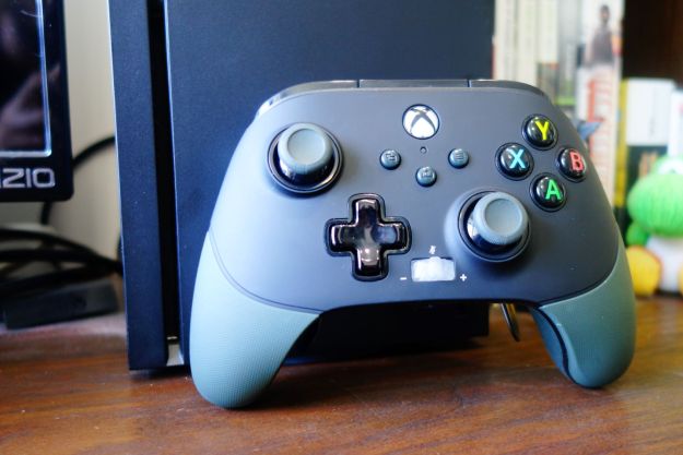 The Xbox Fusion 2 controller next to an Xbox Series X.