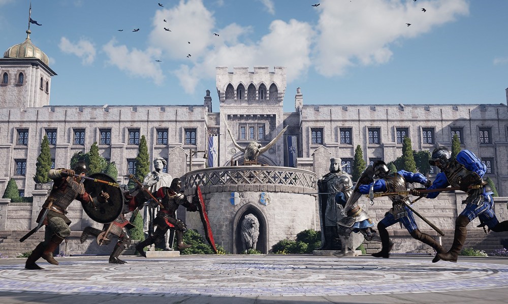 Players charge at each other in Chivalry 2's Arena mode.