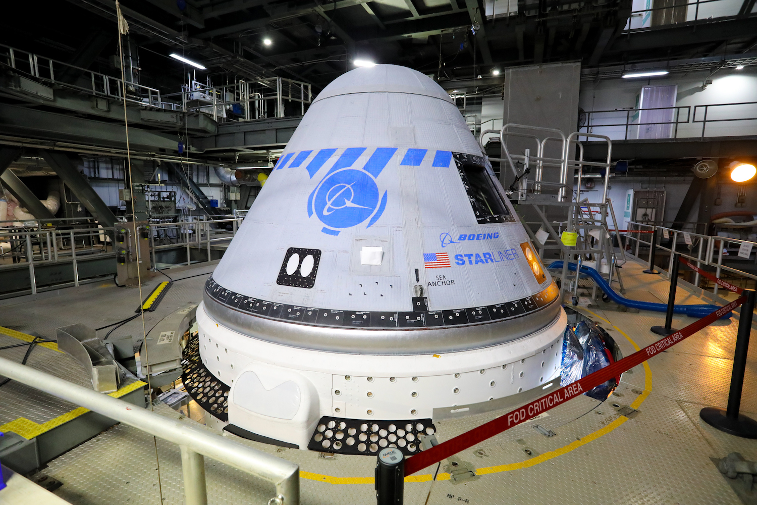 Engineers working on Boeing's Starliner spacecraft.