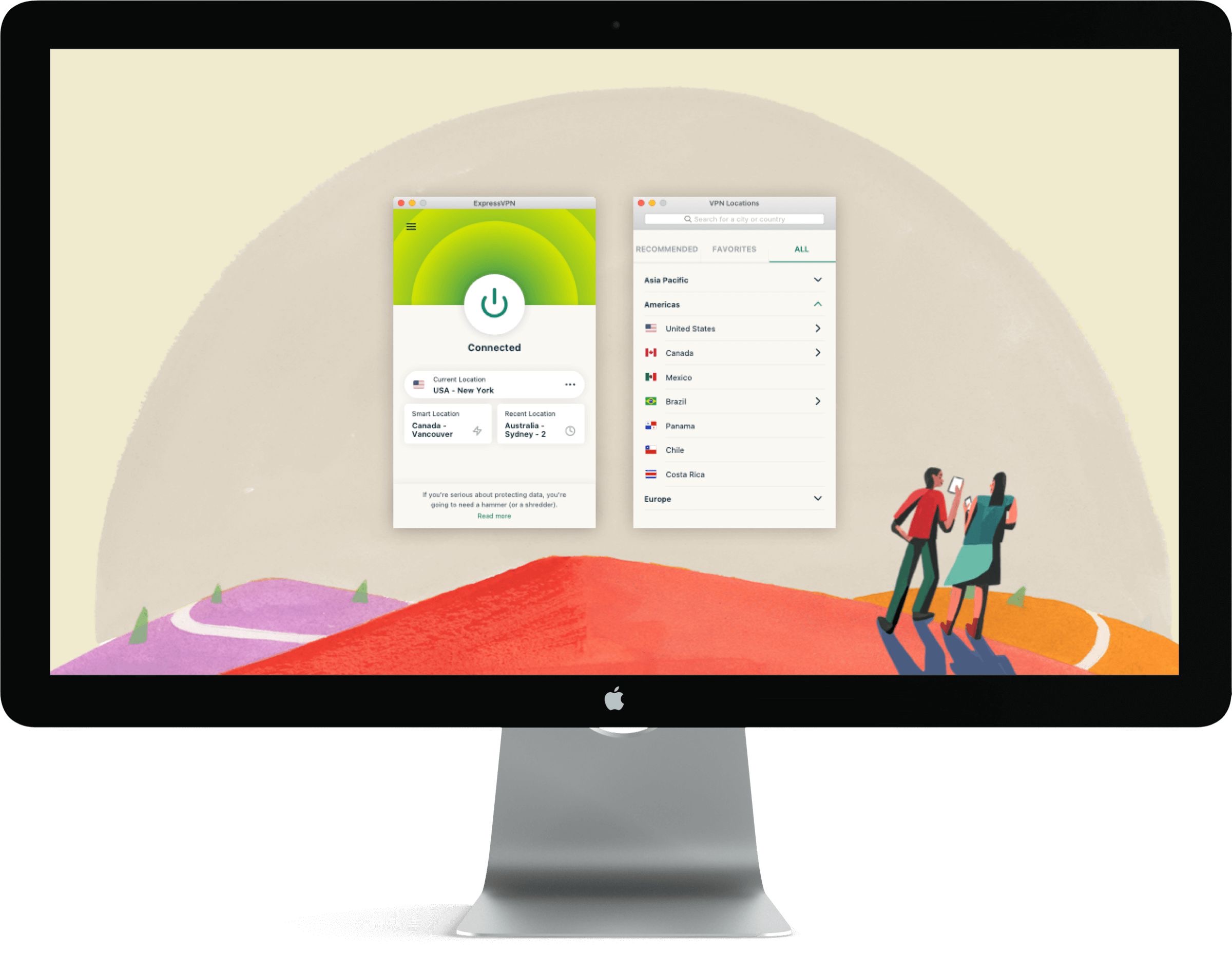 ExpressVPN on a iMac screen.