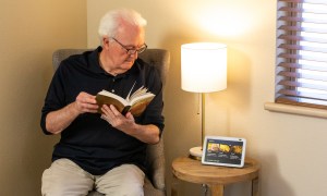 Senior citizen using Alexa to stay connected