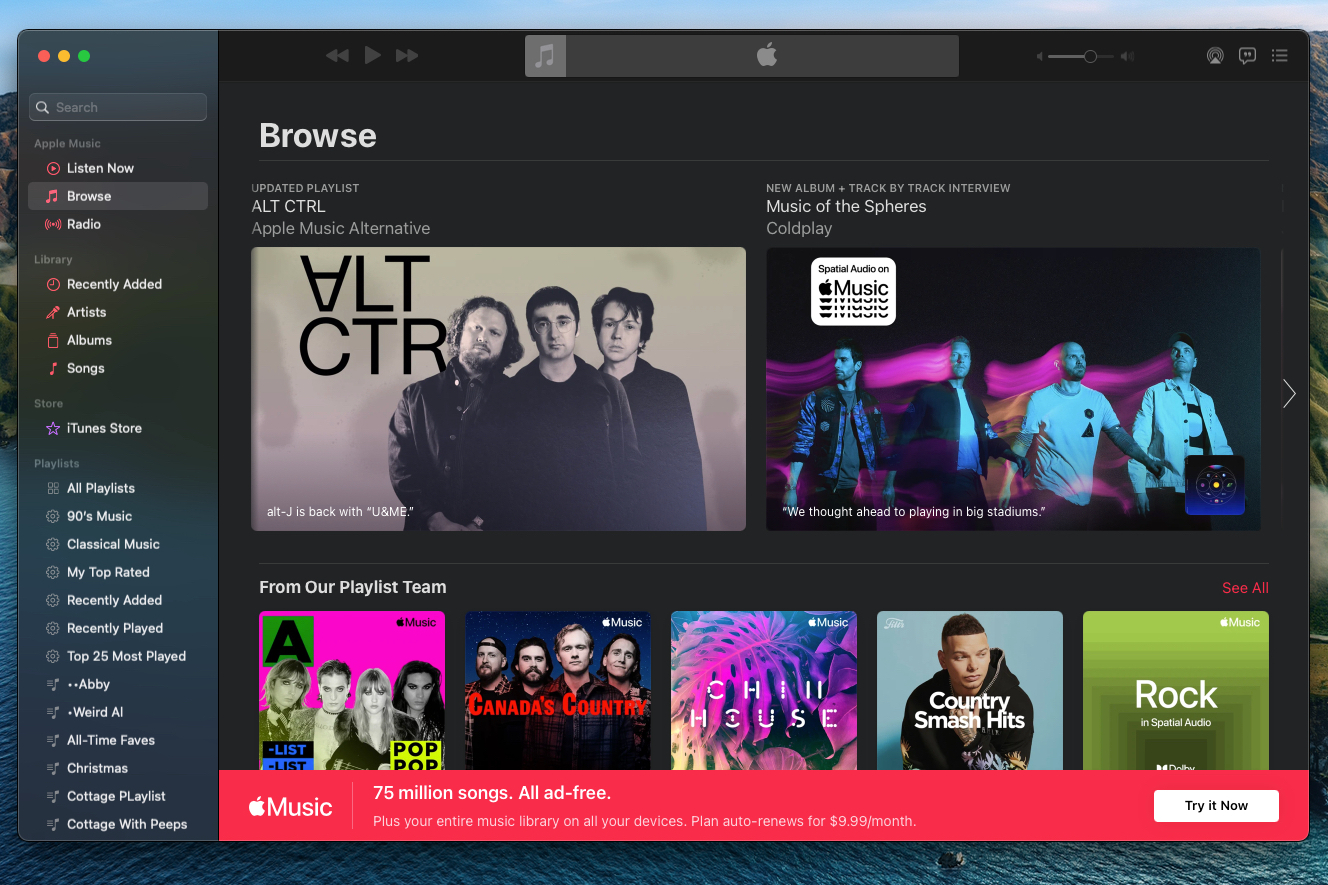 what is apple music browse screen