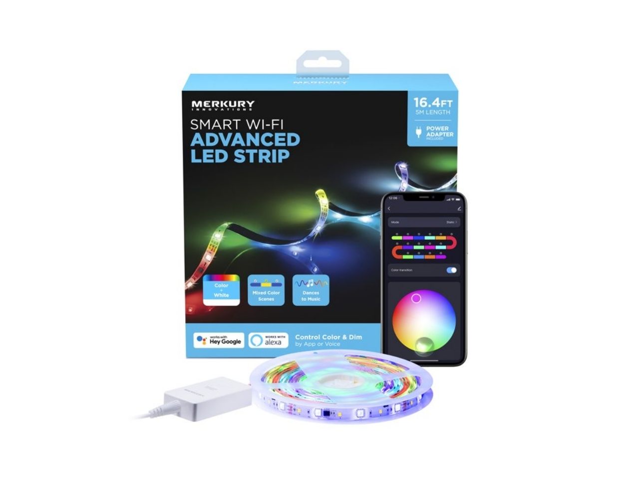 Merkury Innovations LED Strip Light on white background.