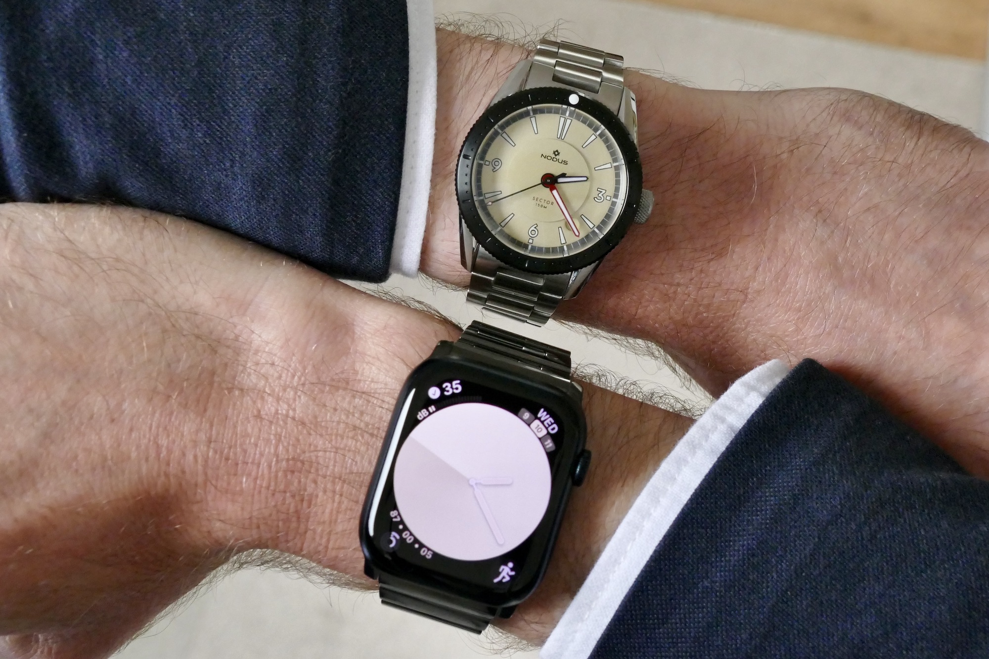 Nodus watch and Apple Watch.