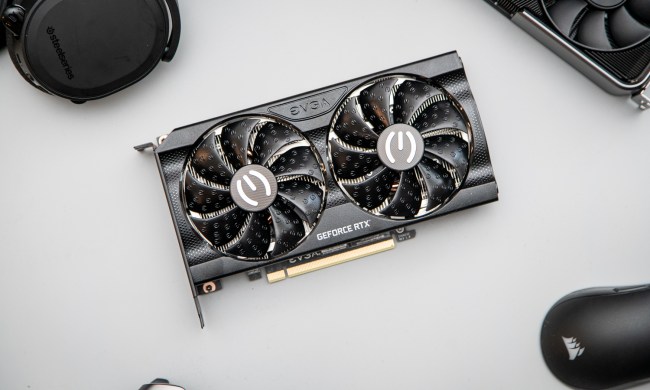 RTX 3050 graphics card among PC accessories.