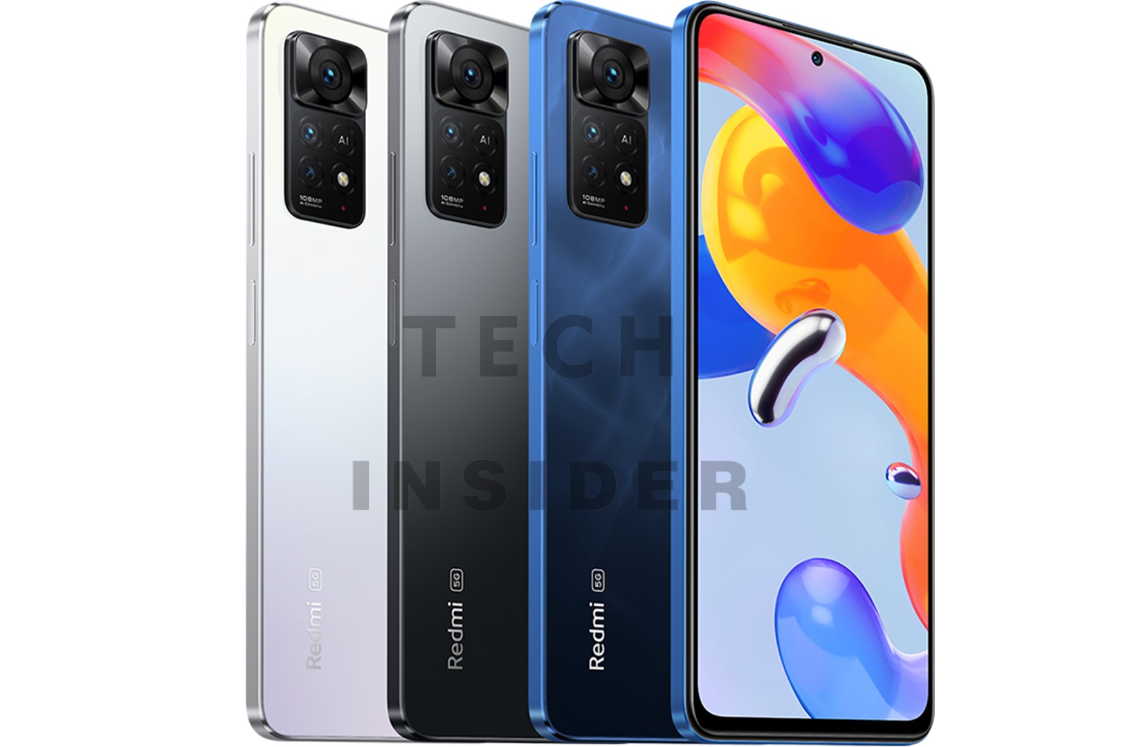 Leaked images of the global variant of the Redmi Note 11 Pro in multiple color options.