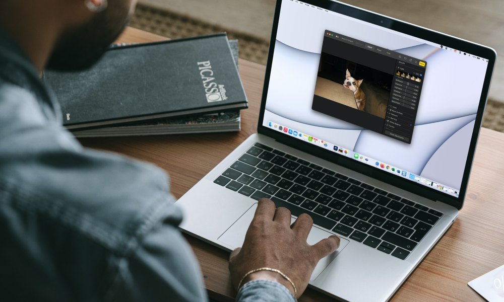 Photos editor open on a MacBook.