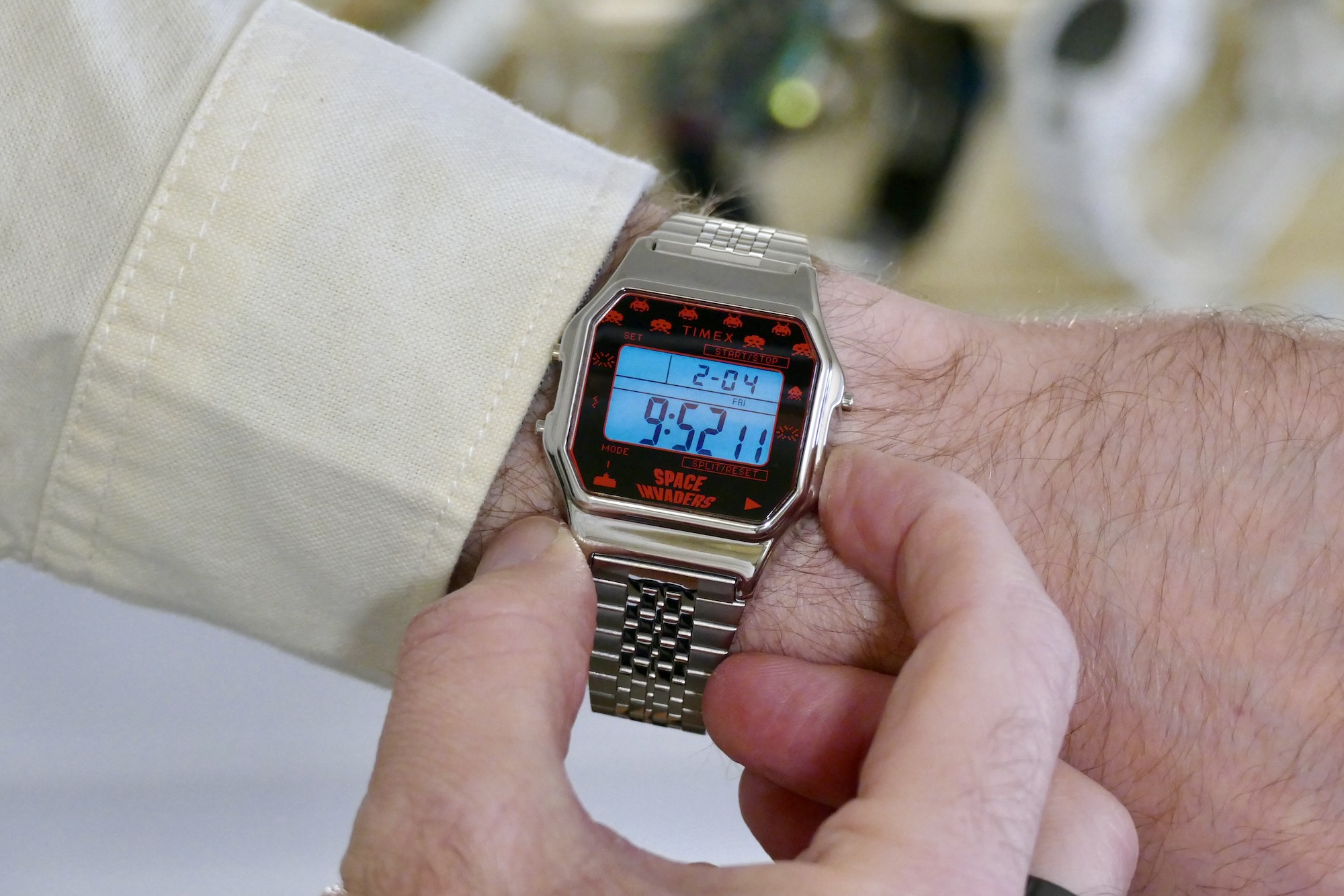 Timex X Space Invaders T80 Indiglo backlight.