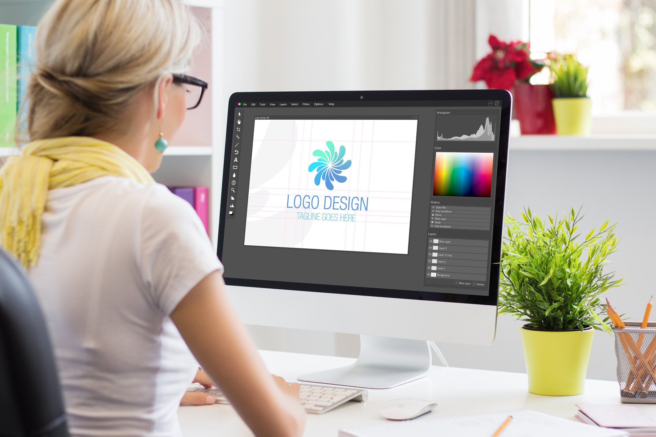 how to resize image in photoshop graphic designer creating company s logo on desktop computer