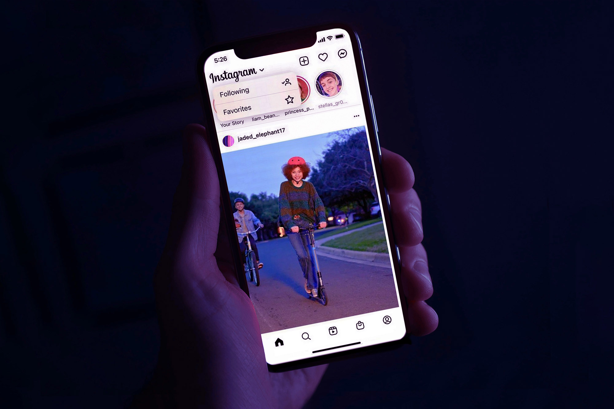 instagram returns chronological feed favorites following options iphone app mockup