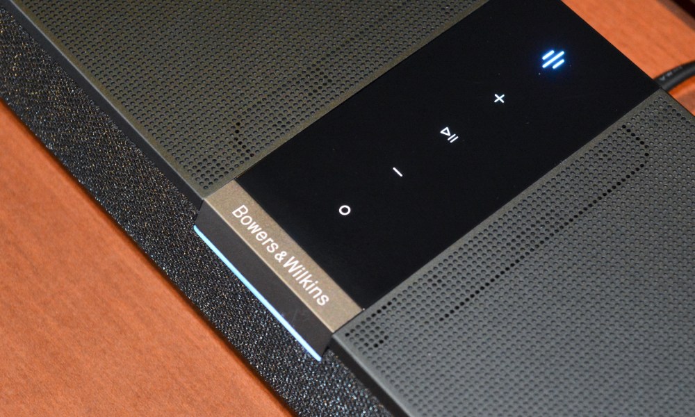 Close-up of the Bowers & Wilkins Panorama 3's touch controls.