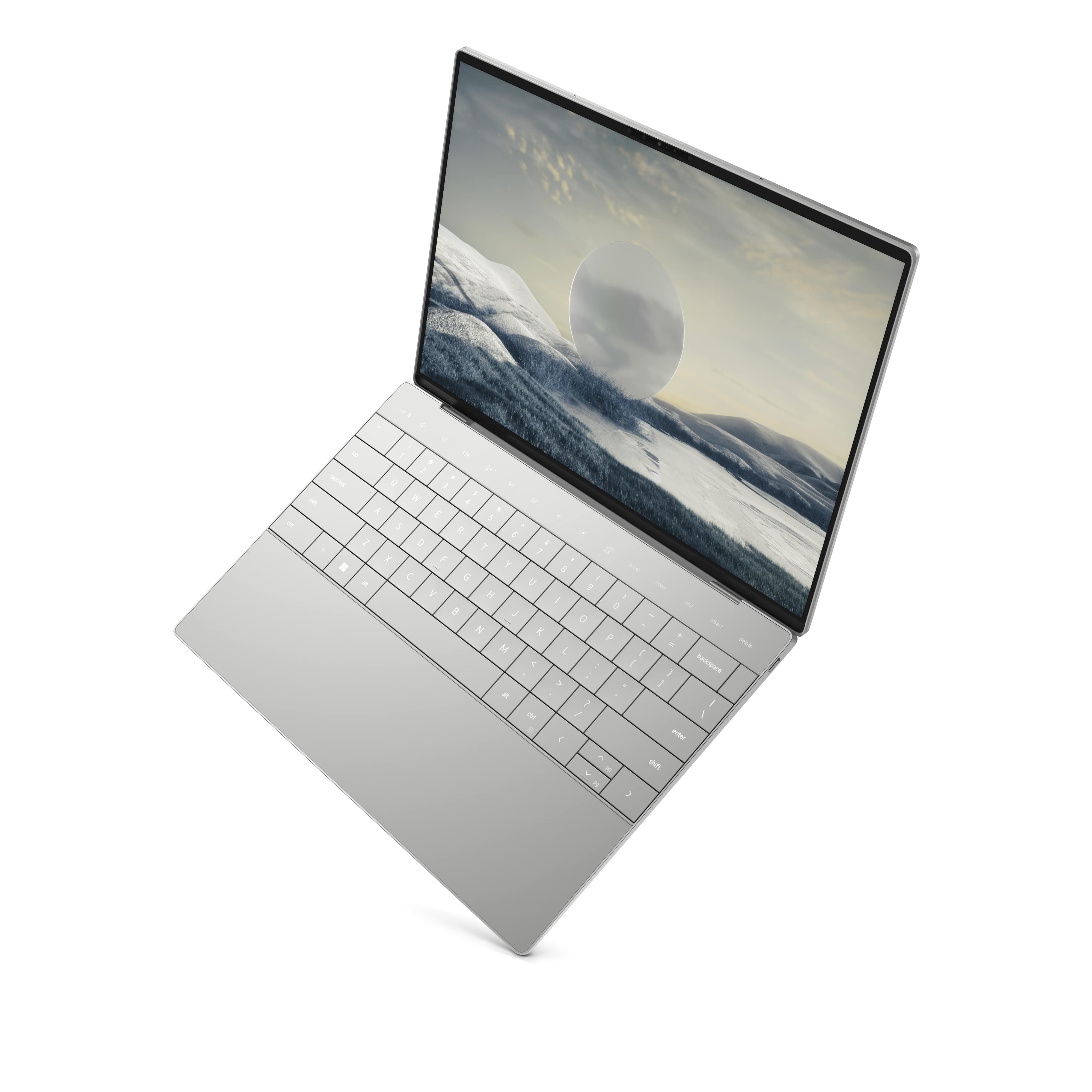 Dell XPS 13 Plus Silver Top Corner.