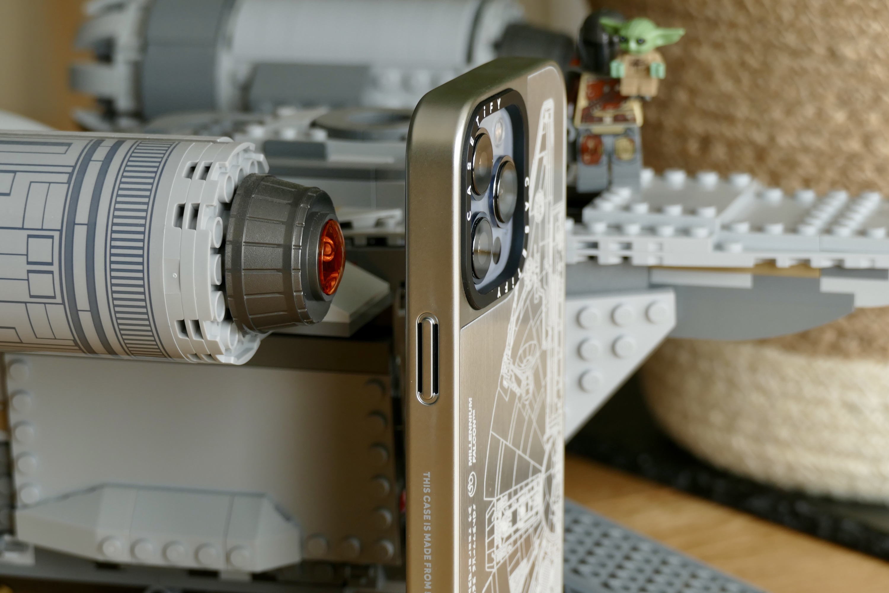 The side of Casetify's Millennium Falcon iPhone case.