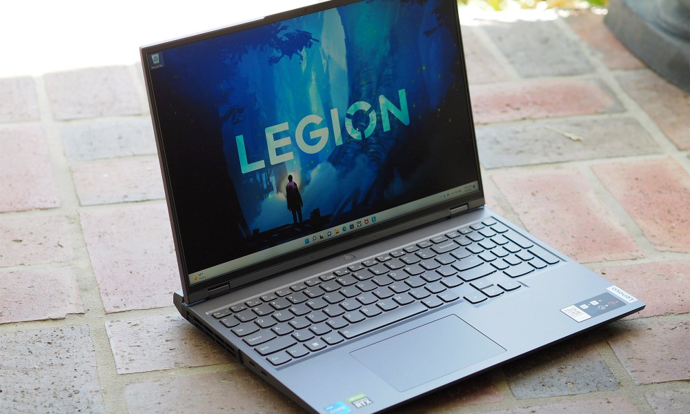 The Lenovo Legion 5i Pro sitting at an angle.