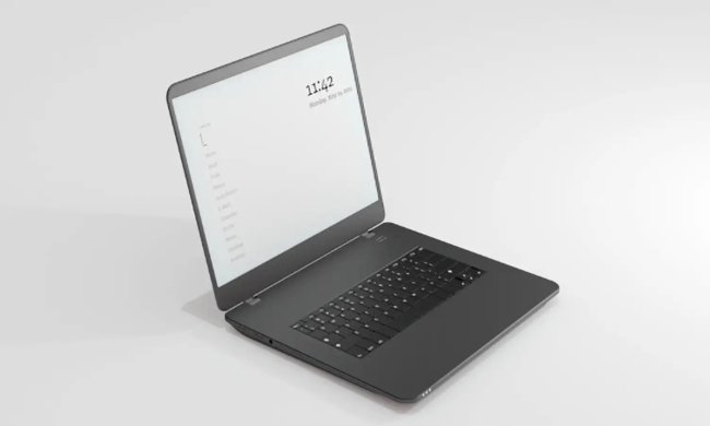 The Modos Paper Laptop with the lid open.