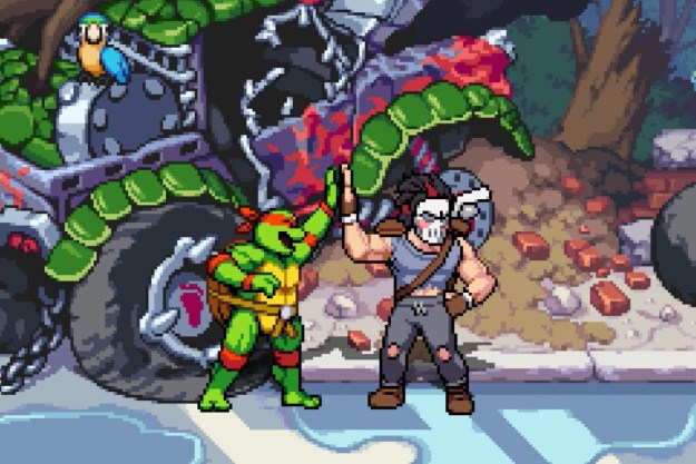 rapheal and casey jones high five tmnt shredder's revenge.