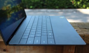 The side of the keyboard on the Dell XPS 13 Plus.