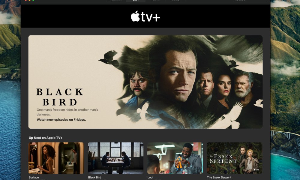 The Apple TV Plus home screen with Black Bird.