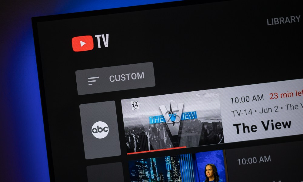 View of the interface for YouTube TV.