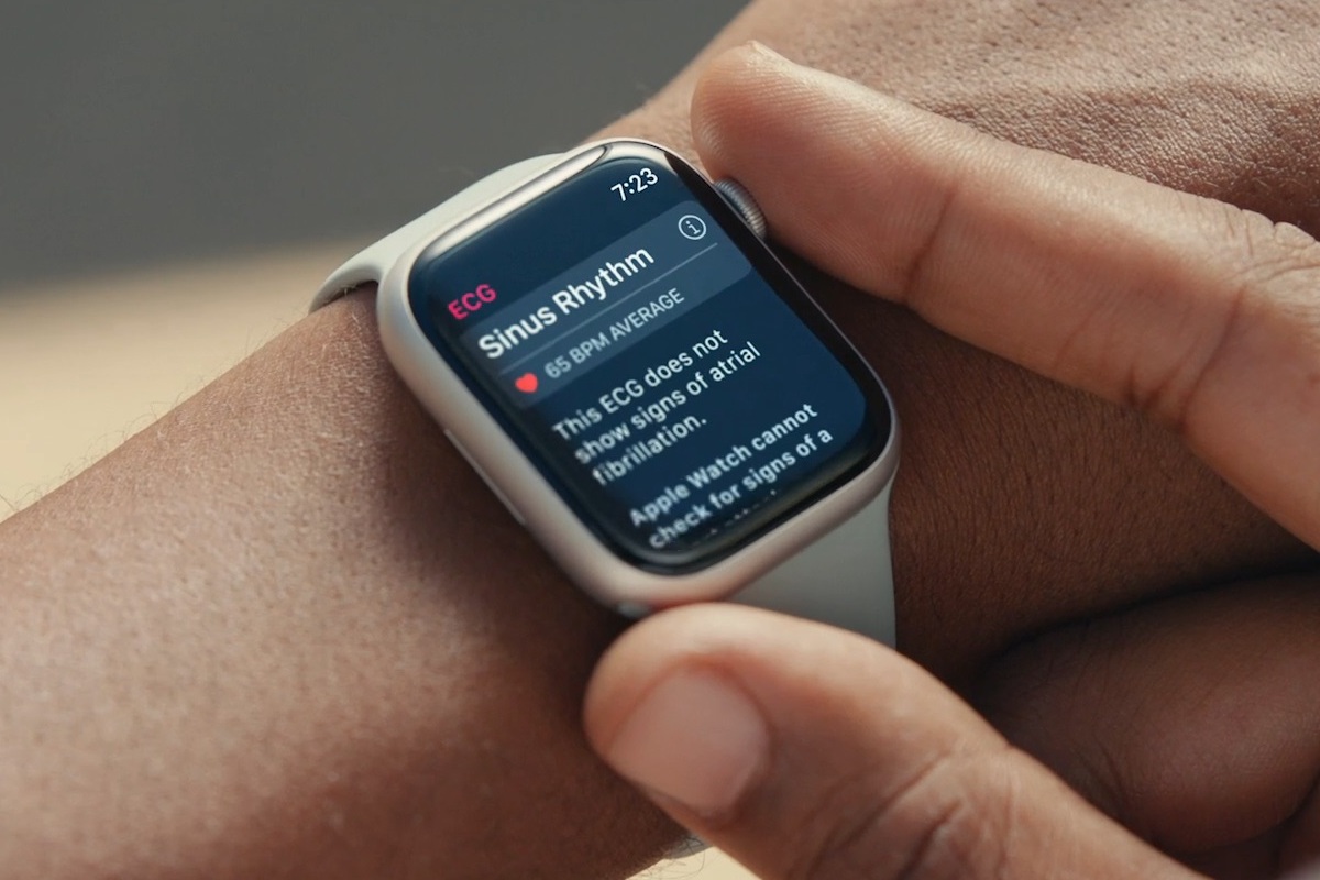 Apple Watch Series 8 on a wrist.