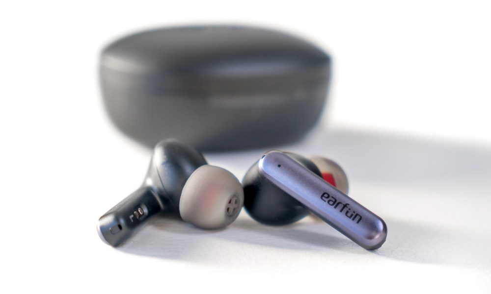 Earfun Air S earbuds close up.