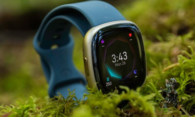 The Fitbit Sense 2 in moss.