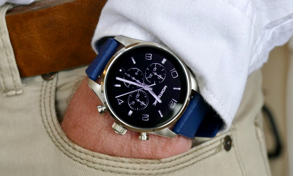 The Montblanc Summit 3 on a mans wrist.