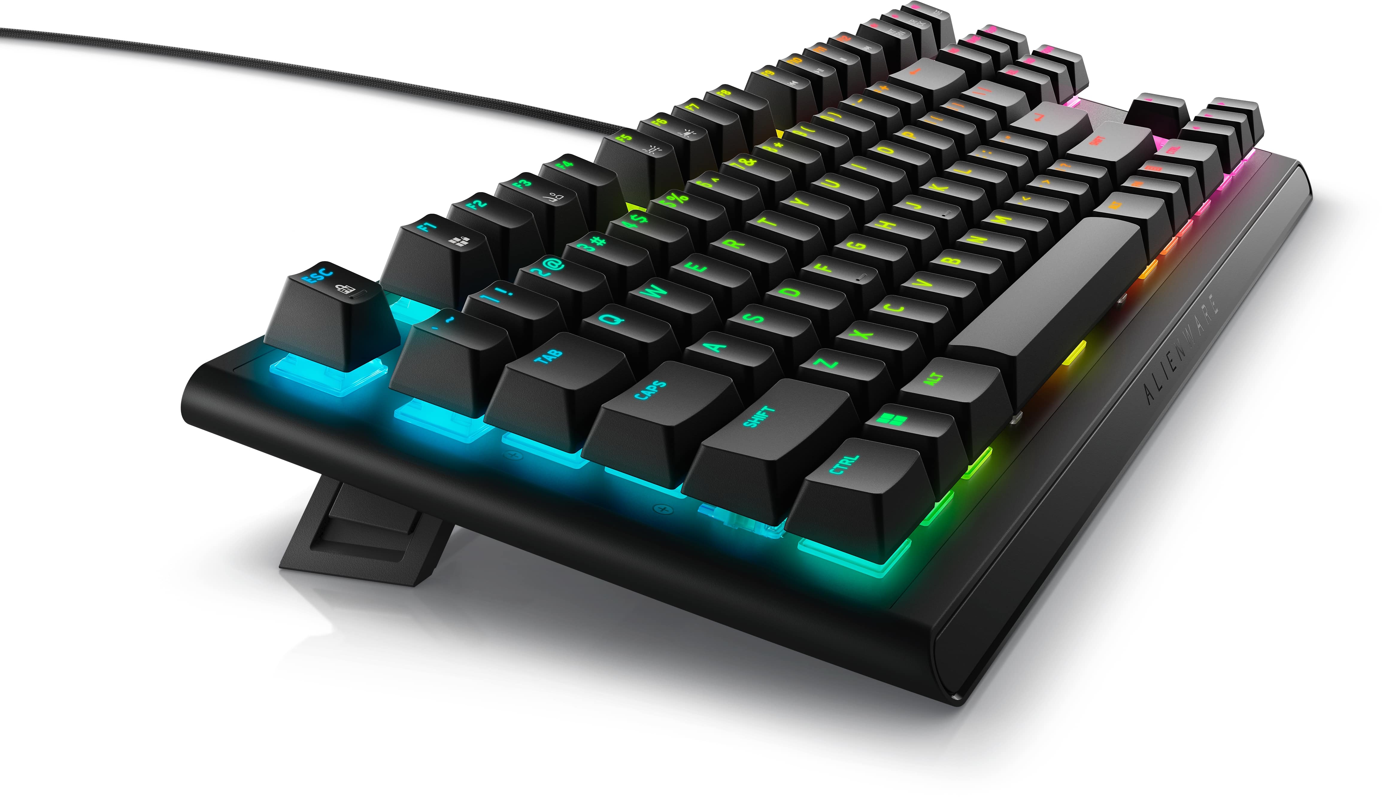 Alienware AW420K TKL Gaming Keyboard left angled.