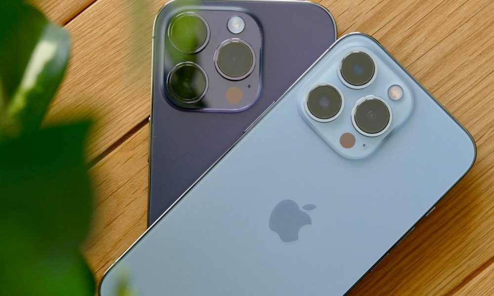 iPhone 14 Pro and 13 Pro camera modules.