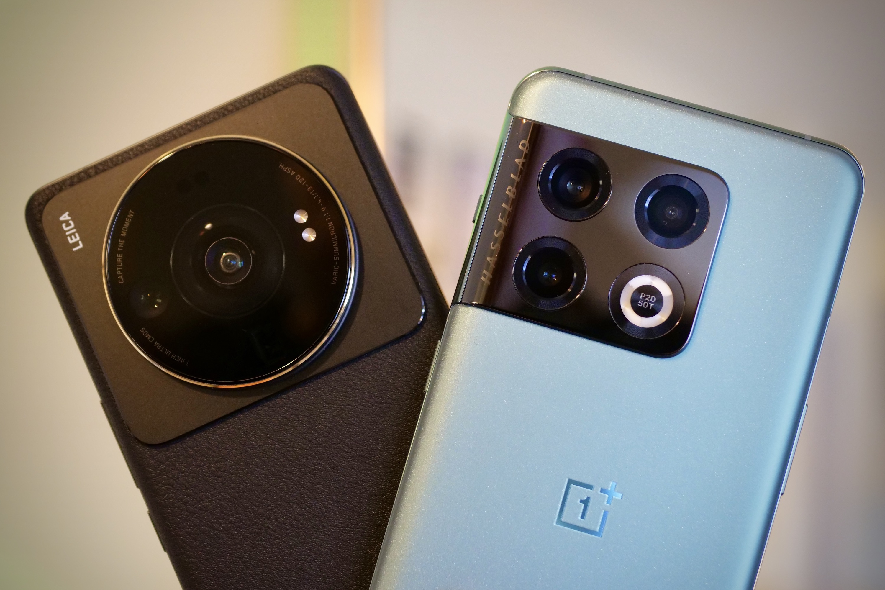 The OnePlus 10 Pro and the Xiaomi 12S Ultra's camera modules.