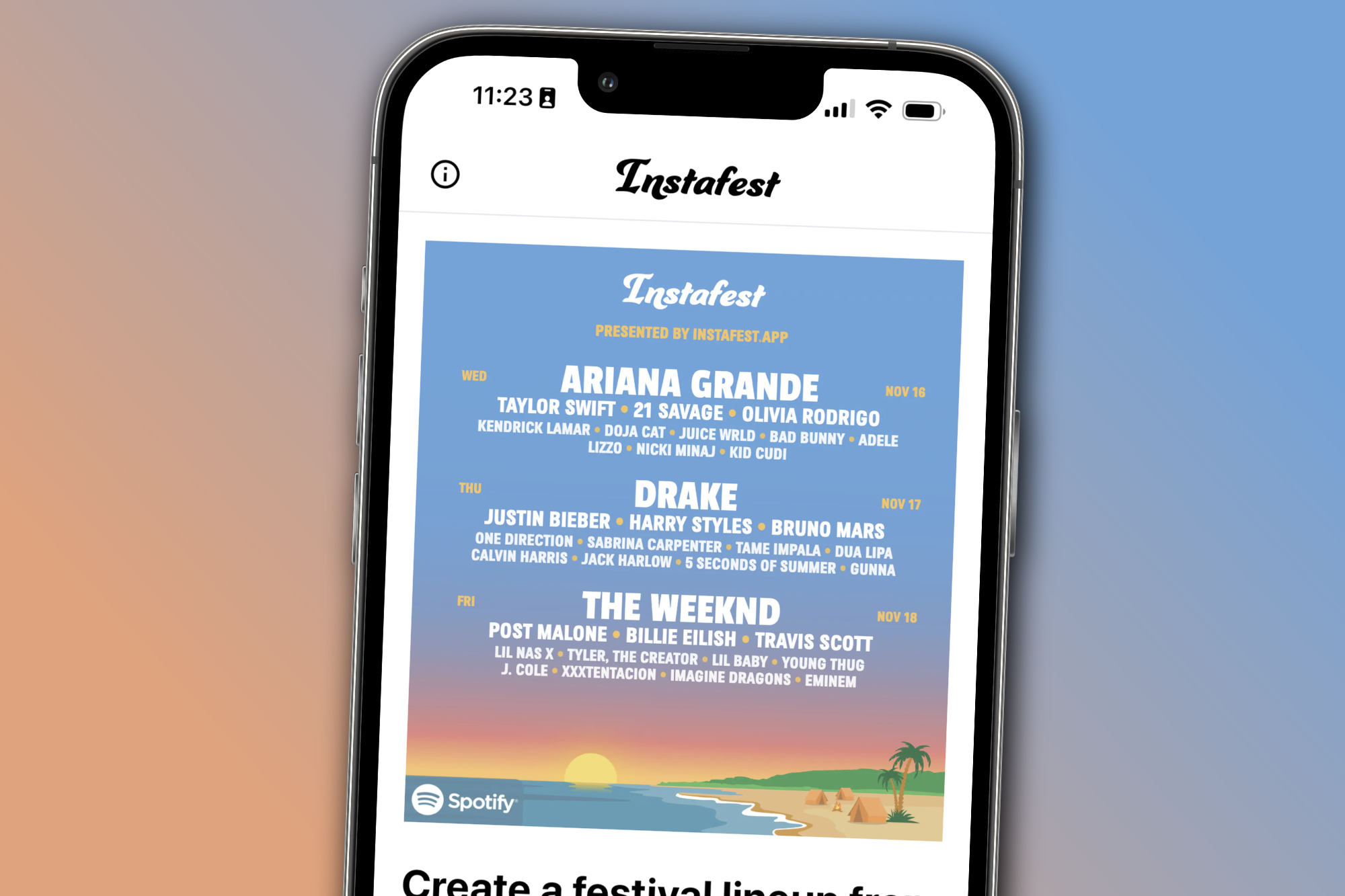 instafest app how make spotify festival lineup hero