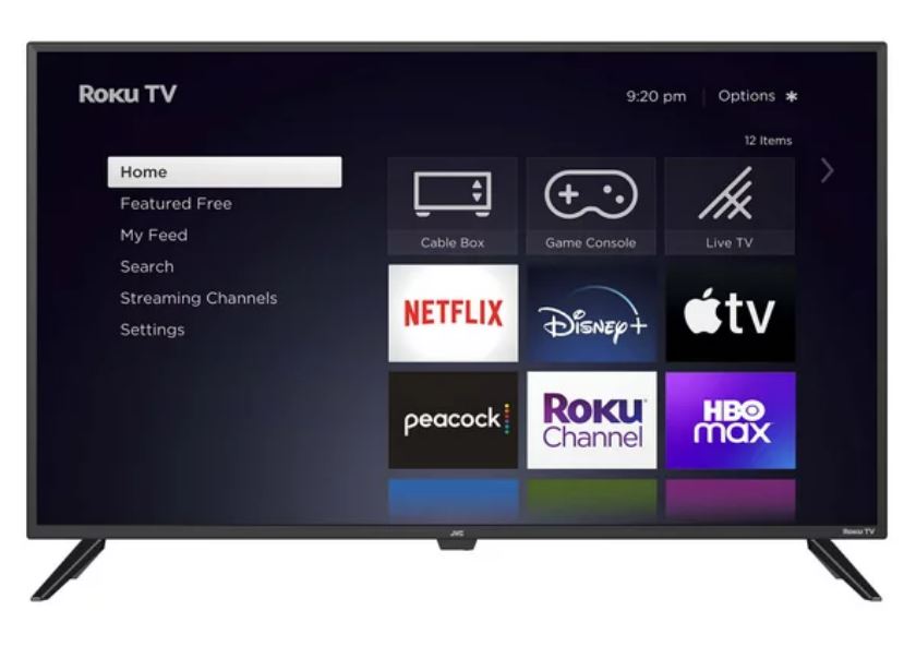 A JVC QLED displaying the Roku menu.