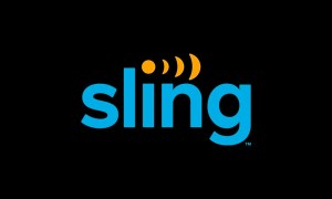 The Sling TV logo against a black background.