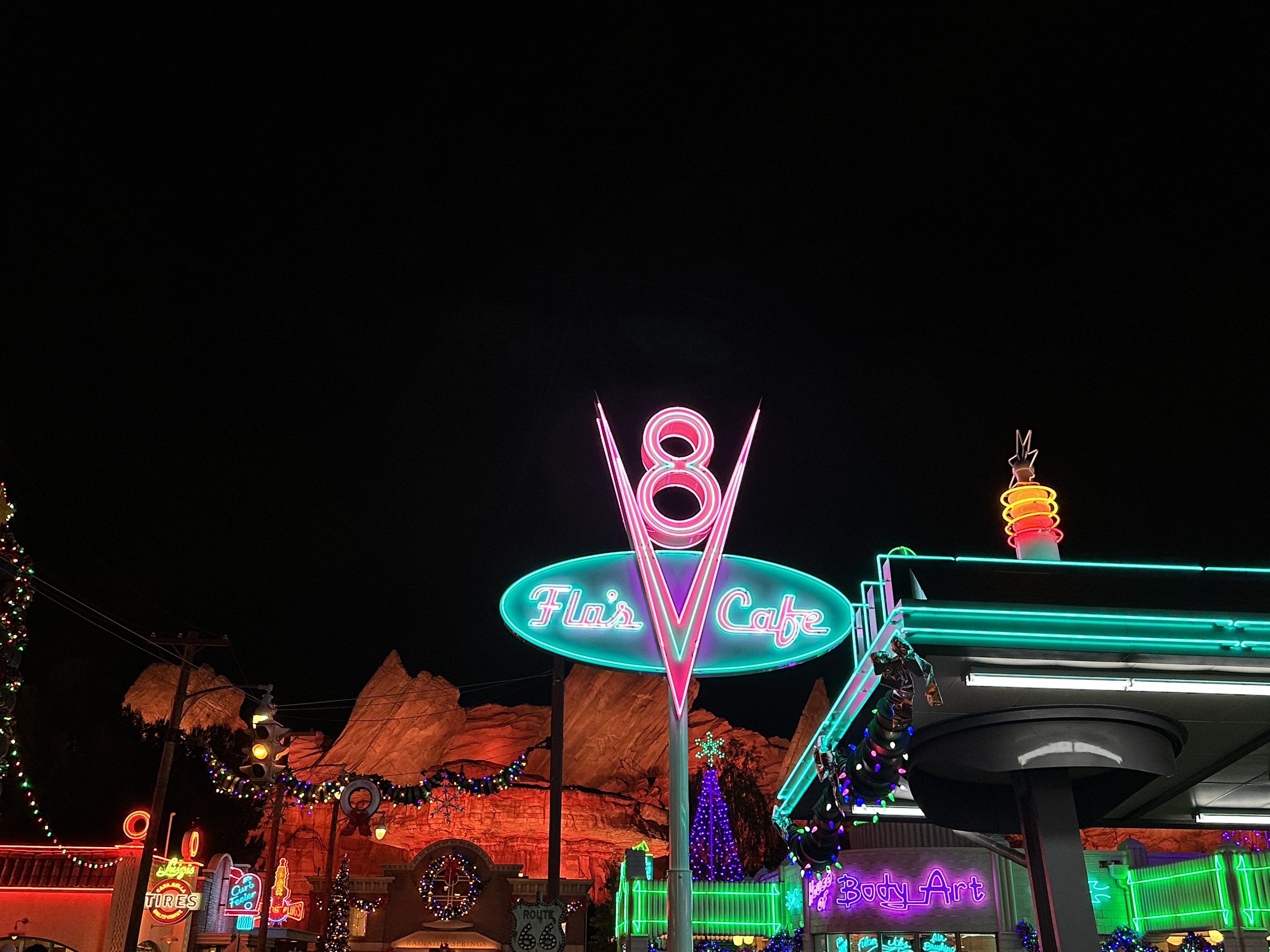 Flo's V8 Cafe neon sign standard style