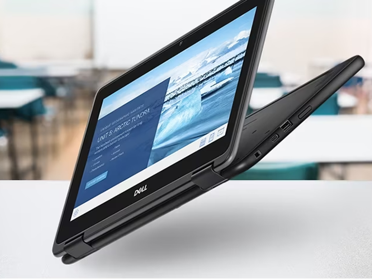 dell chromebook 3189 deal walmart january 2023 2 in 1 on a classroom desk floating the air