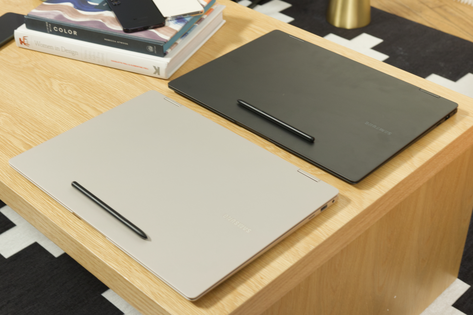 Samsung Galaxy Book 3 Pro 360 in silver and black.