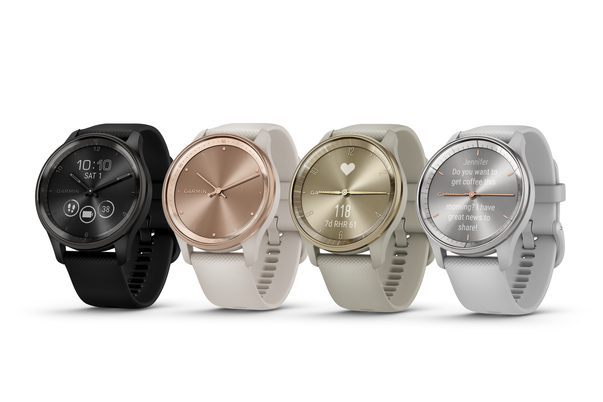 The Garmin Vivomove Trend collection of colors.