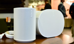 Sonos Era 300 and Era 100 side by side.