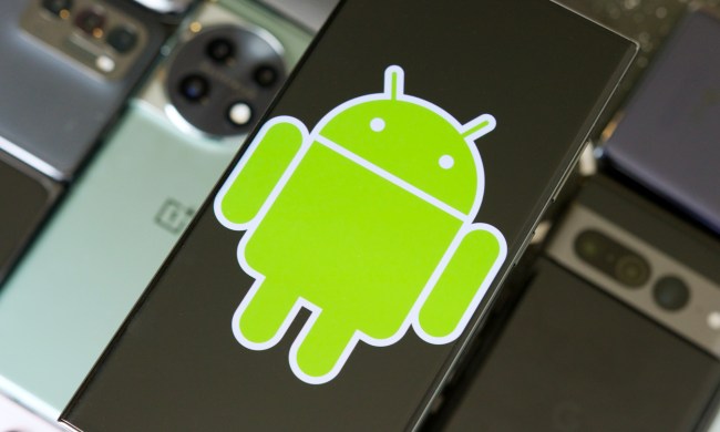 Android logo on a smartphone.