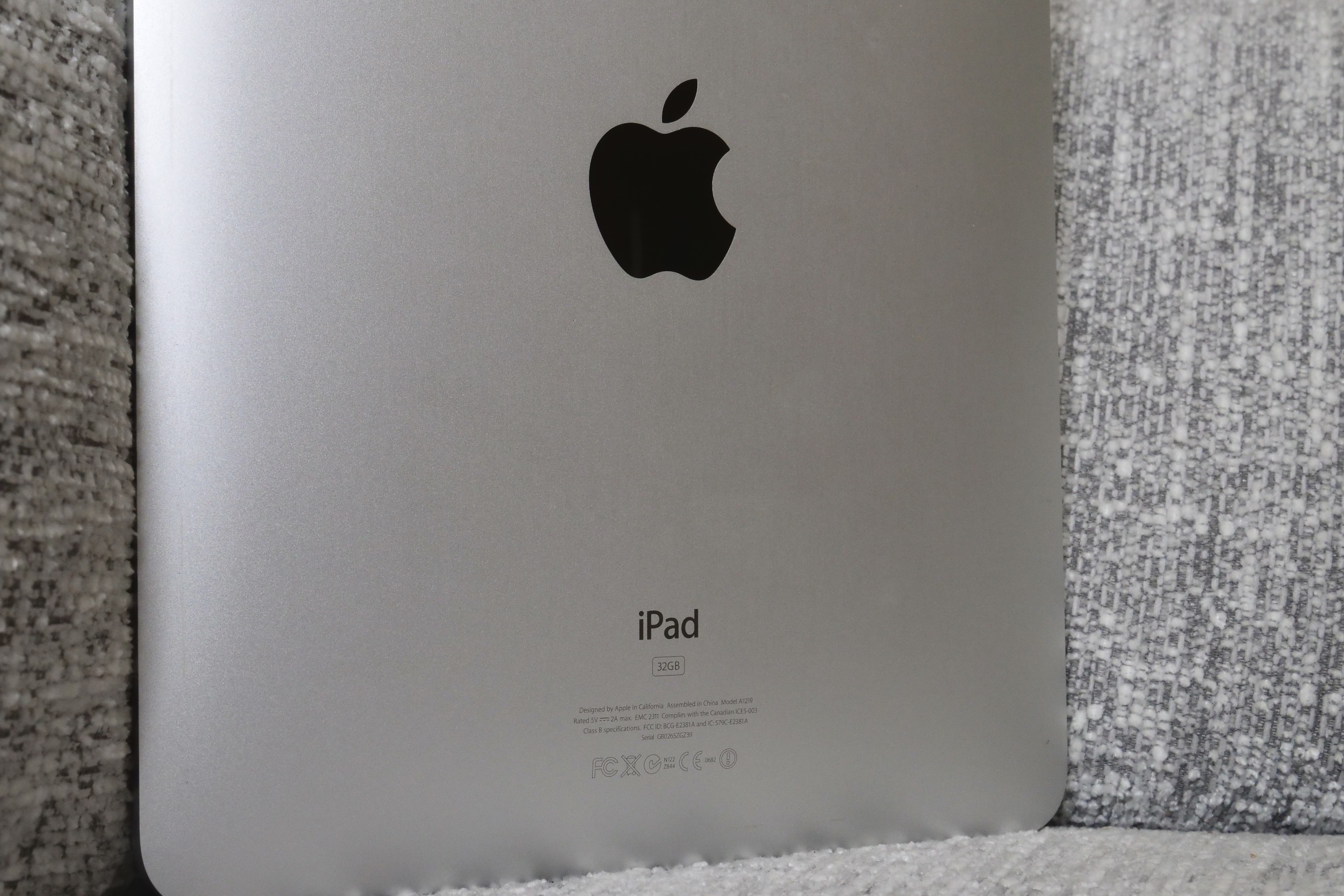 The back of an original iPad.