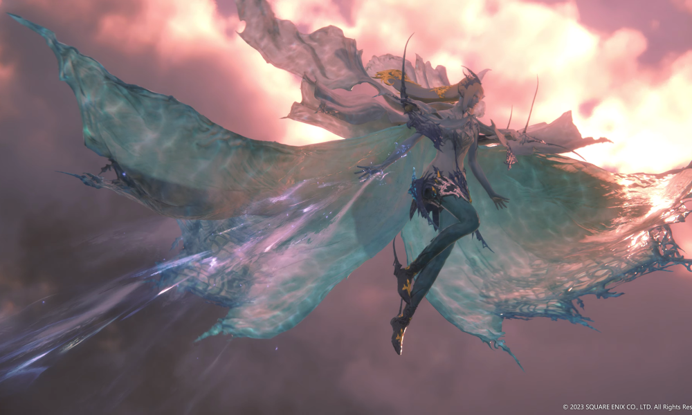 Shiva floats in the air in Final Fantasy XVI.