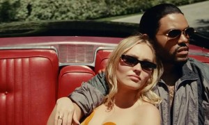 The Weeknd and Lily-Rose Depp lounge in a car in The Idol.