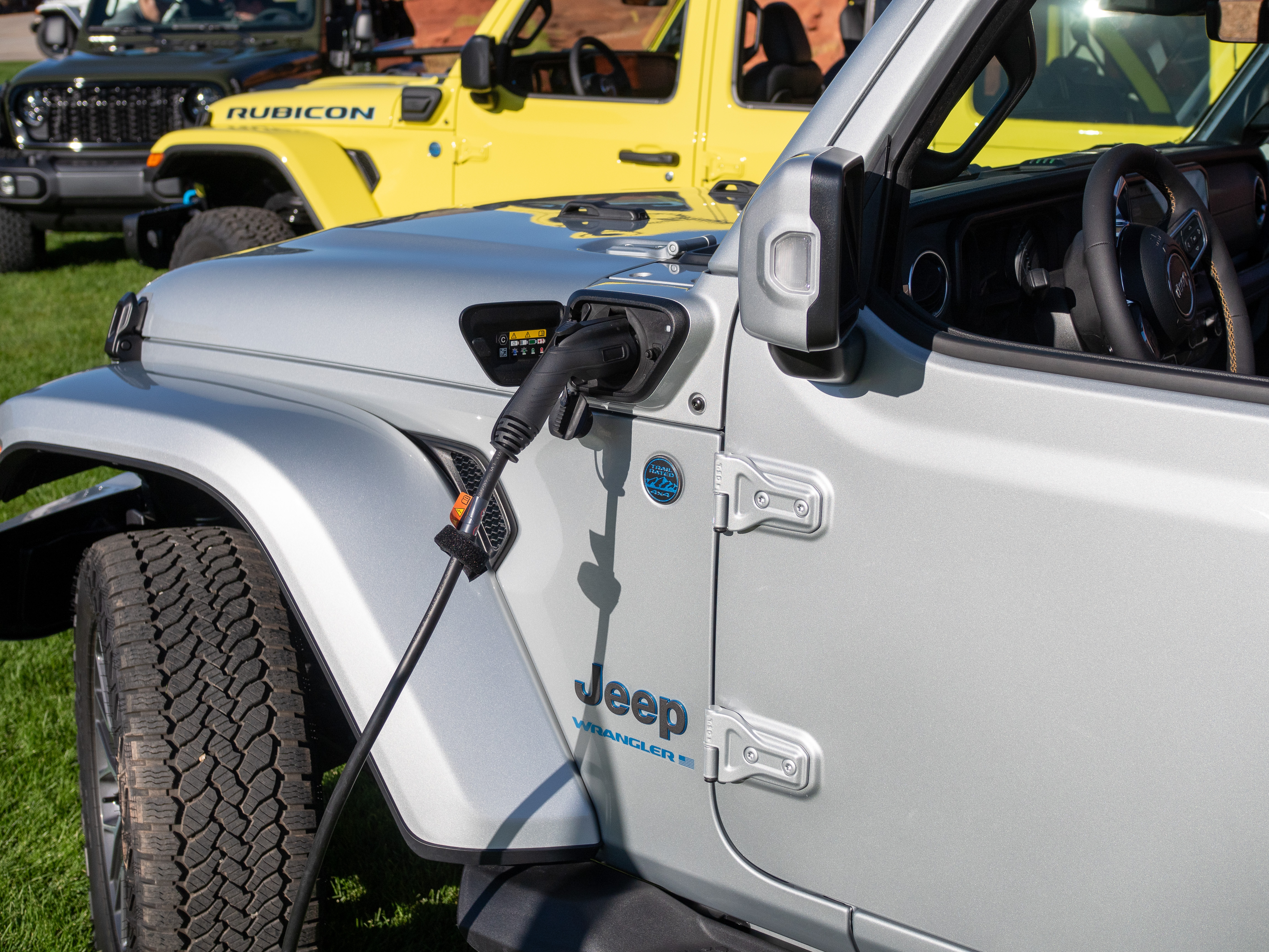 2024 Jeep Wrangler 4xe plugged in and charging.