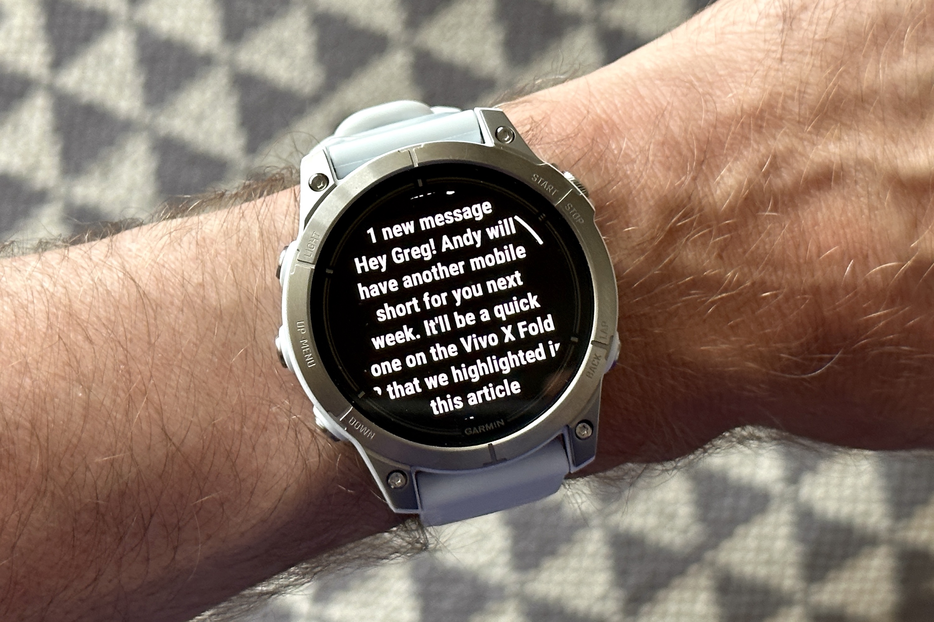 A notification on the Garmin Epix Pro (Gen 2).