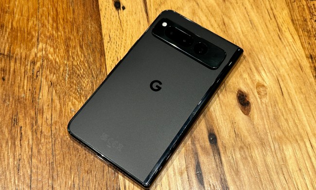 Google Pixel Fold in Obsidian on a wooden table.